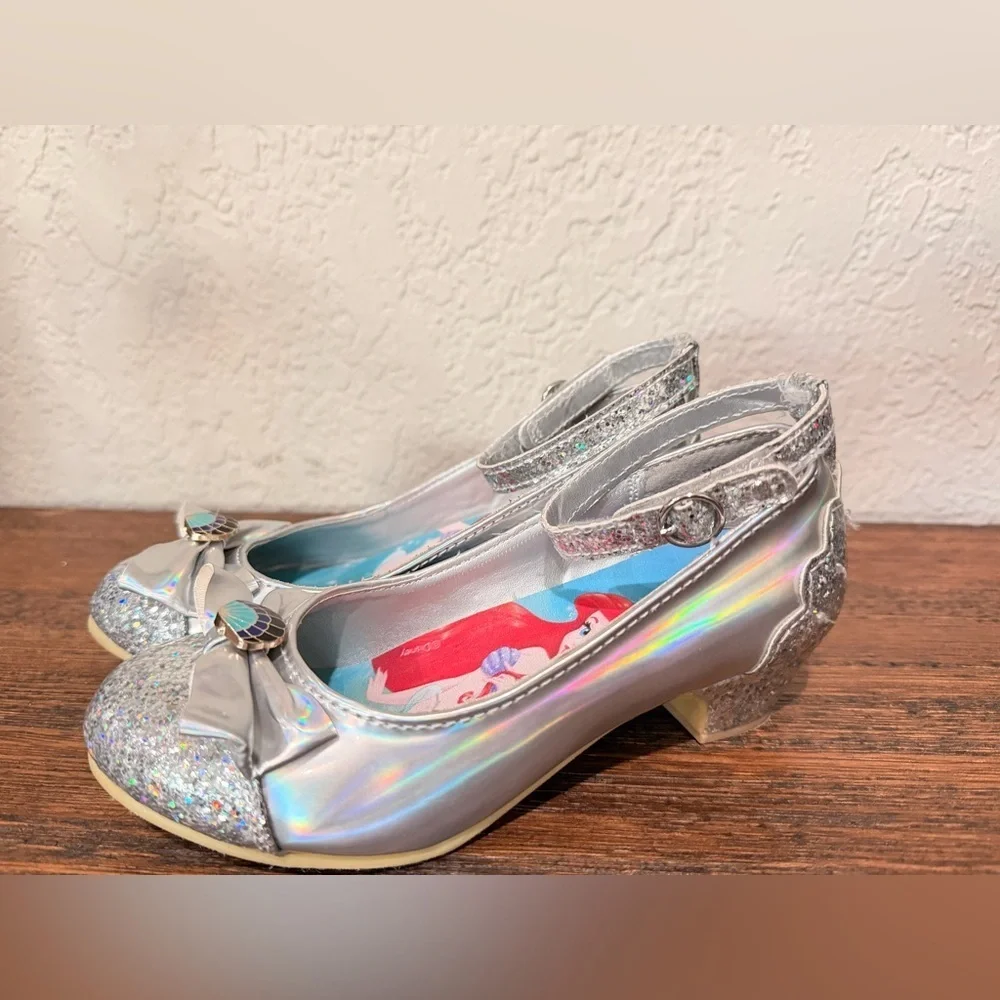 Disney Little Mermaid sz 12 Toddler Princess Ballet heeled Shoes silver girl